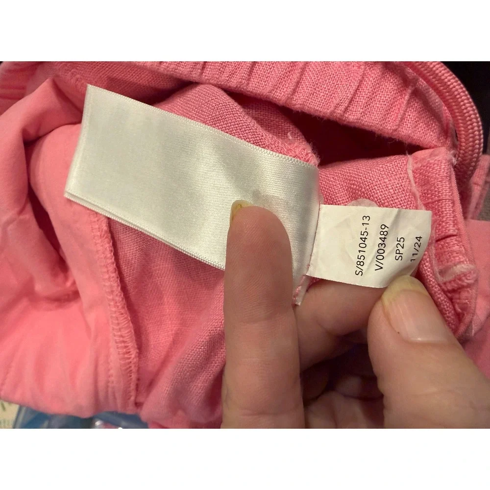 Athleta Womens XL Retreat Linen Shorts Pink Elastic Waist Drawstring Casual